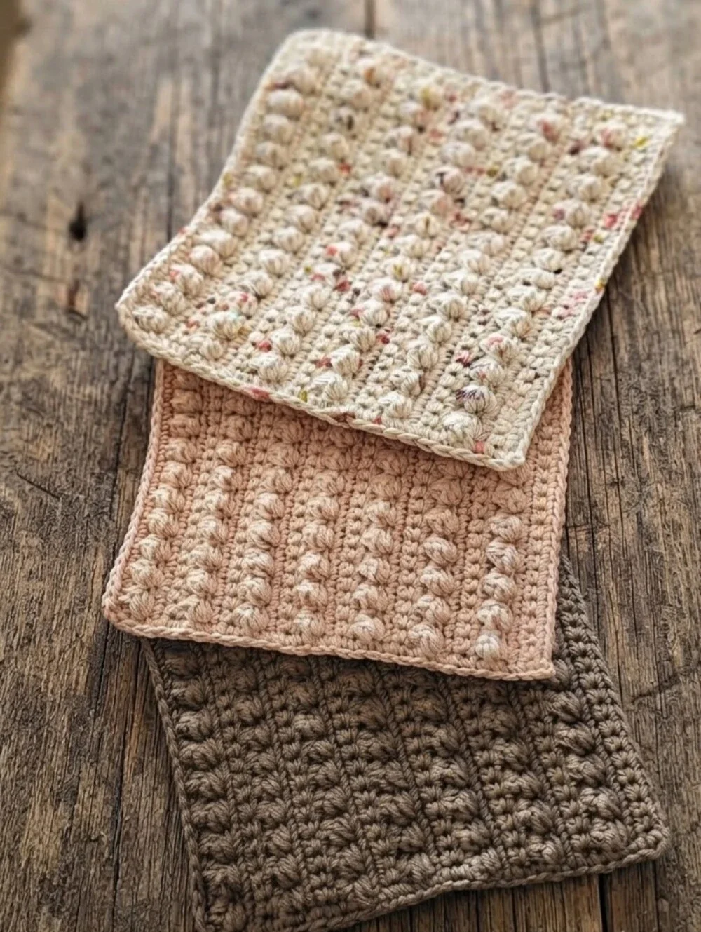 Handmade Cotton Textured Dishcloth Set of 3 Multicolor Fall Farmhouse Kitchen